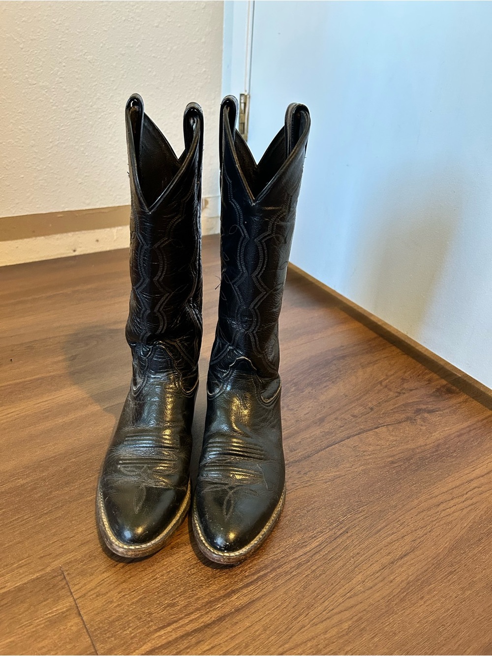 Women’s Black Leather Cowboy Boots